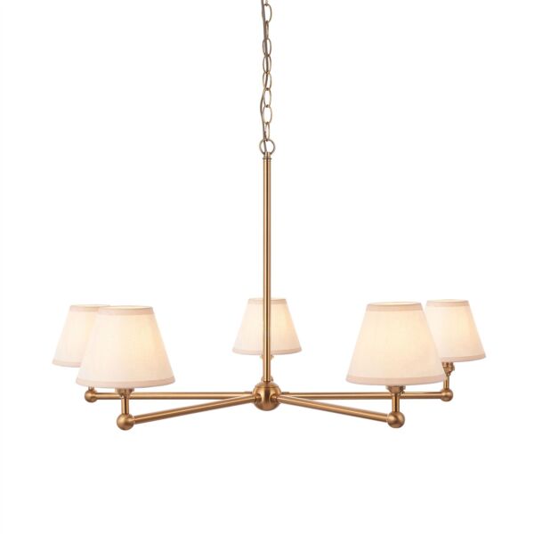 Endon Lighting - Santiago - 115021 - Aged Brass Vintage White 5 Light Ceiling Pendant Light