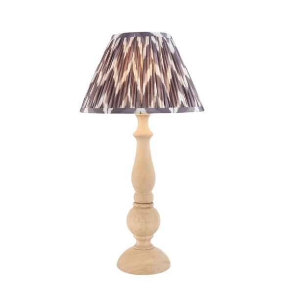 Endon Lighting - Hidcote & Zigzag 30cm - 114745 - Natural Wood Aged Brass Grey Table Lamp With Shade