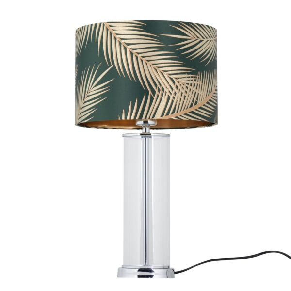 Aura - Chrome Table Lamp with Green & Gold Leaf Shade