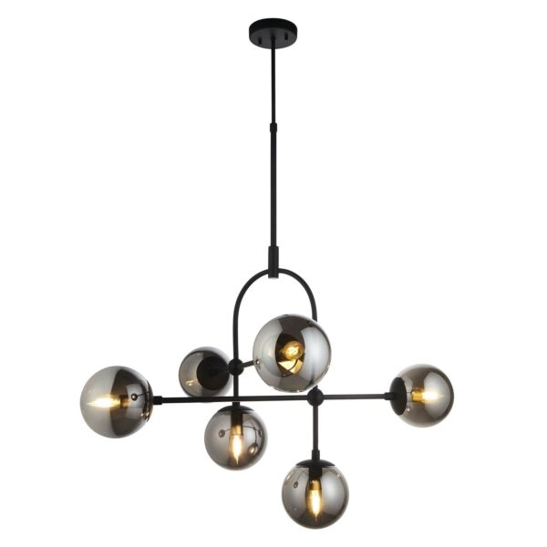 Nostalgia - Black Smoked Glass 6 Light Flush Ceiling Light