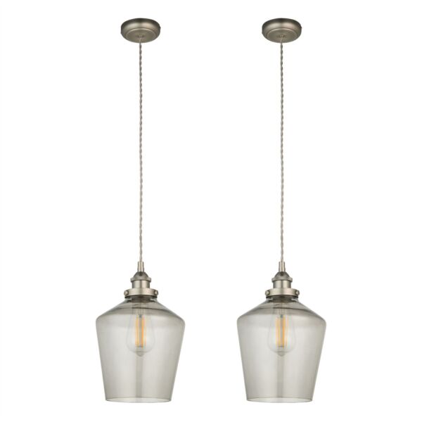 Set of 2 Heath - Aged Copper Retro Glass Pendant Lights