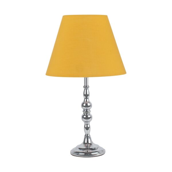 Chrome Table Lamp with Decorative Stem and Ochre Shade