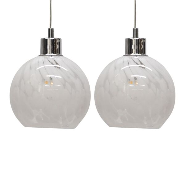 Set of 2 Confetti - White and Clear Glass Pendant Shades