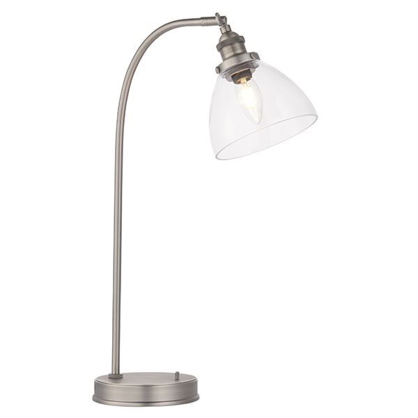 Endon Lighting - Hansen - 91740 - Silver Clear Glass Task Table Lamp