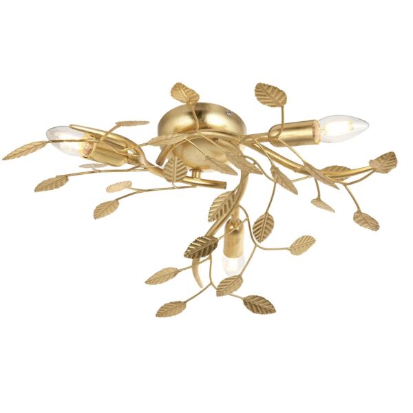 Row - Gold Leaf 3 Light Flush Ceiling Light