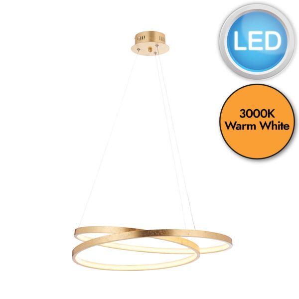 Endon Lighting - Scribble - 72479 - LED Gold Leaf Frosted Ceiling Pendant Light