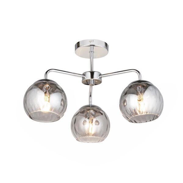 Endon Lighting - Dimple - 97971 - Chrome Smoked Glass 3 Light Flush Ceiling Light