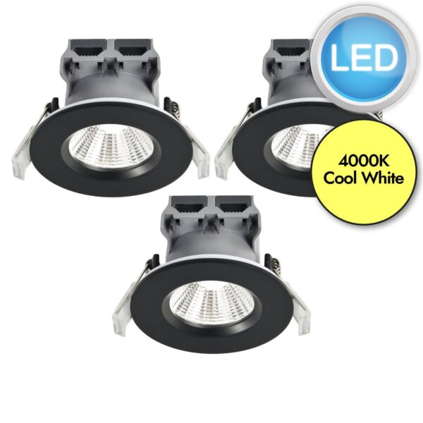 Nordlux - Set of 3 Fremont 3-Kit IP65 4000K - 2310056003 - LED Black IP65 Bathroom Recessed Ceiling Downlights