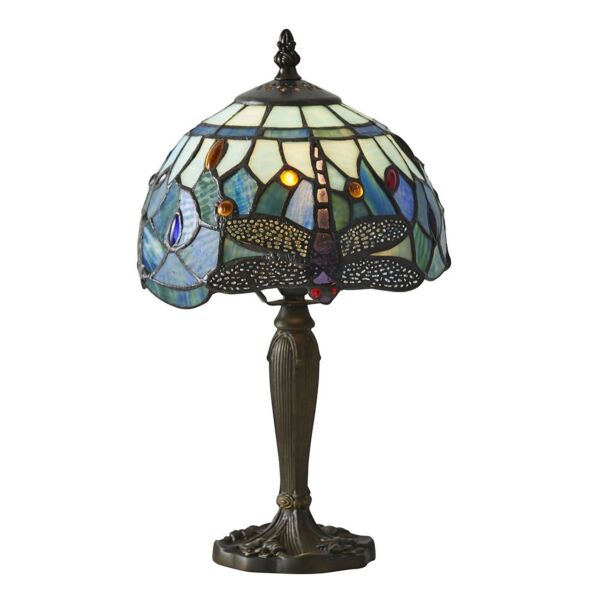 Interiors 1900 - Dragonfly - 64088 - Dark Bronze Tiffany Glass Table Lamp