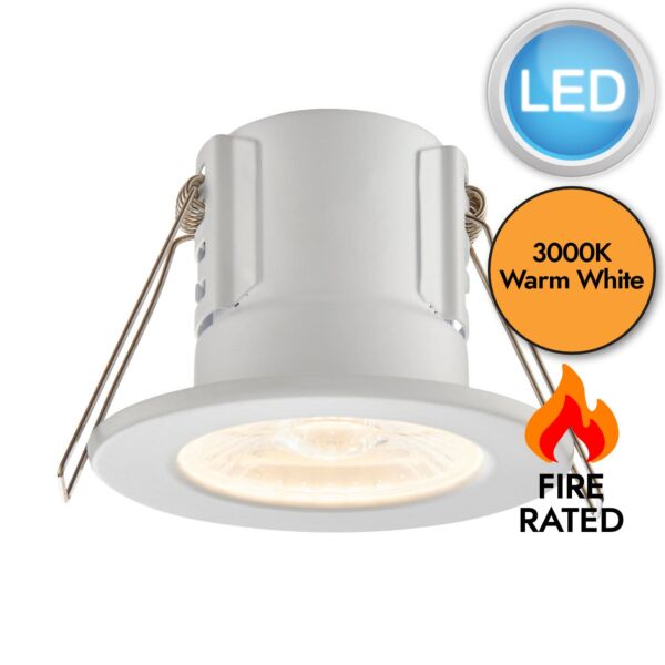 Saxby Lighting - ShieldECO 800 - 74707 - LED White Clear IP65 3000k Bathroom Recessed Fire Rated Ceiling Downlight