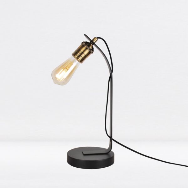 Matt Black with Antique Brass Detail Desk Lamp