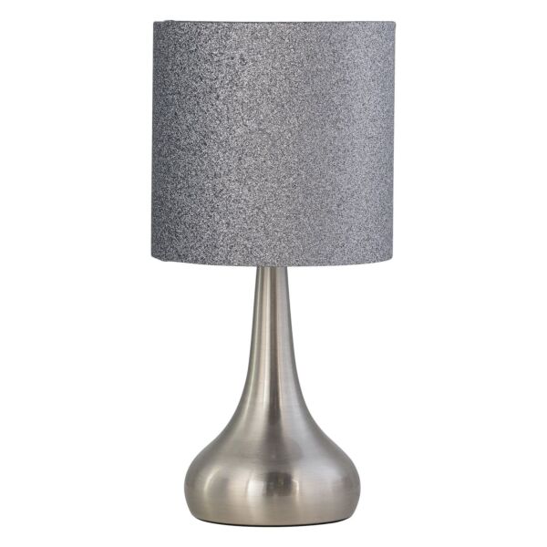 Romana - Brushed Chrome Touch Operated Table Lamp with Glitter Shade