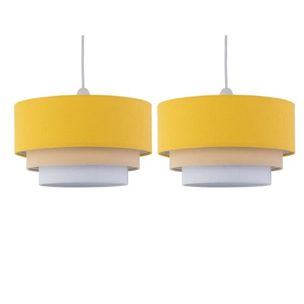 Set of 2 Gabi - Ochre Ombre Linen 3 Tier Ceiling Light Shades