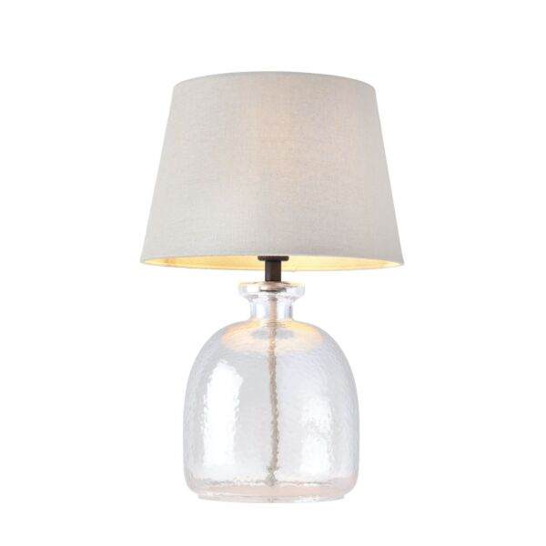 Endon Lighting - Lyra - 106274 - Clear Textured Glass Grey Table Lamp With Shade