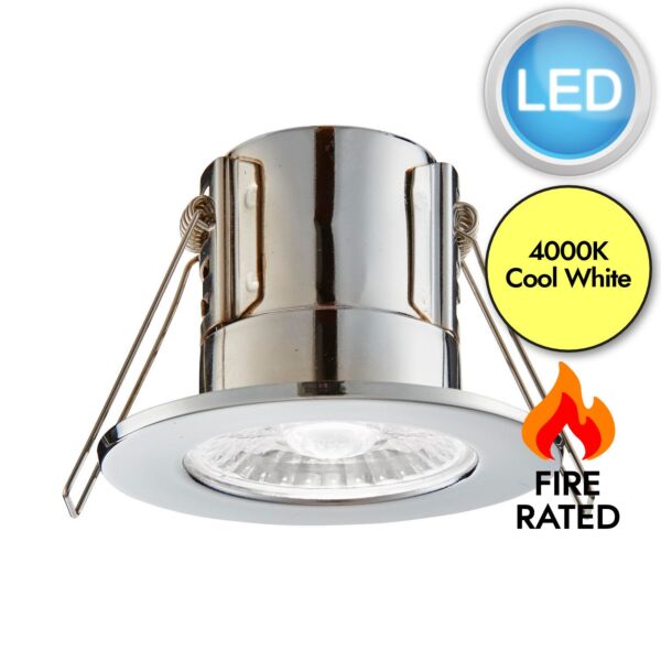 Saxby Lighting - ShieldECO 500 - 74032 - LED Chrome Clear IP65 4000k Bathroom Recessed Fire Rated Ceiling Downlight