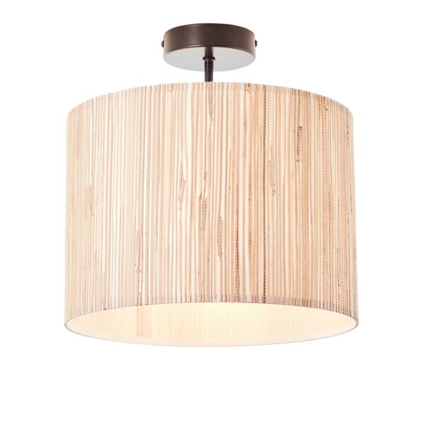 Endon Lighting - Longshore - 101695 - Natural Seagrass Black Flush Ceiling Light