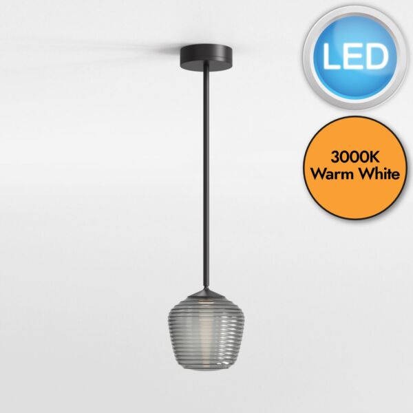 Astro Lighting - Nara - 1464003 & 5039004 - LED Black Smoked Glass IP44 Bathroom Ceiling Pendant Light