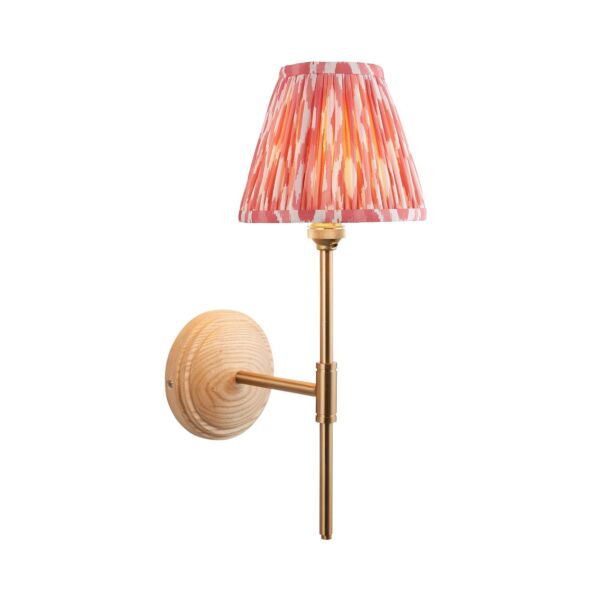 Endon Lighting - Wood T Bar & Ikat 16cm - 115824 - Ash Wood Pink Wall Light