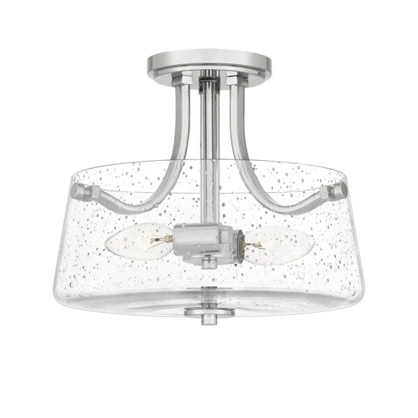 Quoizel Lighting - Hollister - QZ-HOLLISTER-SF-PN - Nickel Clear Seeded Glass 2 Light Flush Ceiling Light