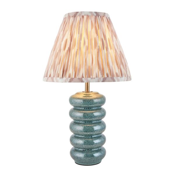 Endon Lighting - Squash & Ikat 25cm - 116493 - Ocean Spray Aged Brass Neutral Ceramic Table Lamp With Shade