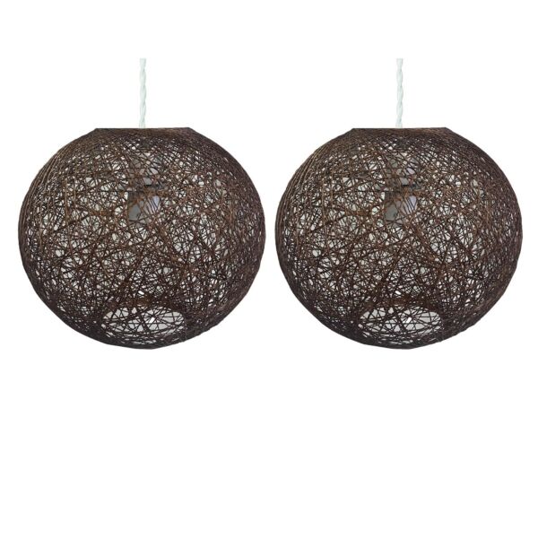 Set of 2 Abaca - Brown 10" Globe Ceiling Light Shades