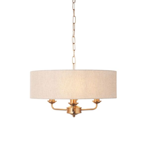 Endon Lighting - Highclere - 110723 - Vintage Brass Natural 3 Light Ceiling Pendant Light