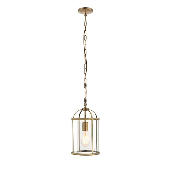 Endon Lighting - Lambeth - 69454 - Antique Brass Clear Glass Ceiling Pendant Light