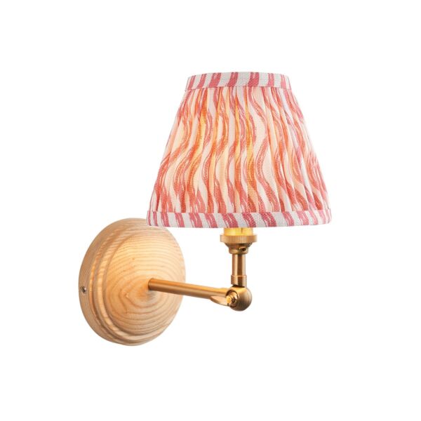 Endon Lighting - Wood Wing & Ripple 16cm - 115845 - Ash Wood Pink Wall Light