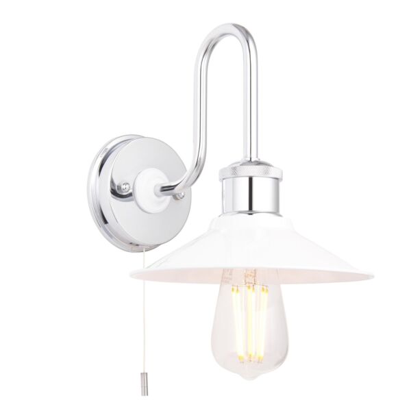 Sorren - Chrome & White IP44 Pull Cord Bathroom Wall Light