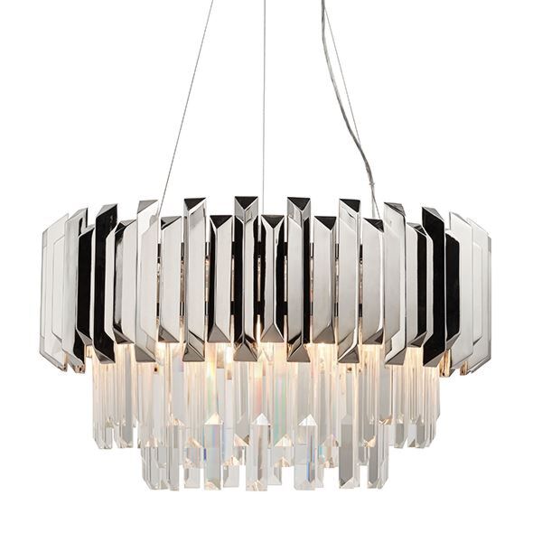 Endon Lighting - Valetta - 76430 - Stainless Steel Clear Crystal Glass 6 Light Ceiling Pendant Light