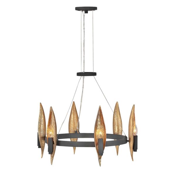 Quintiesse - Willow - QN-WILLOW6-CBK - Black Gold 6 Light Chandelier