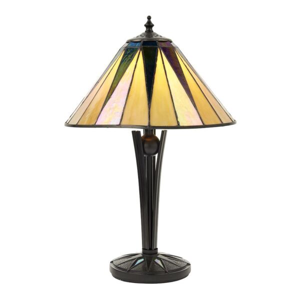 Interiors 1900 - Dark Star - 70367 - Black With Glass Inserts Tiffany Table Lamp