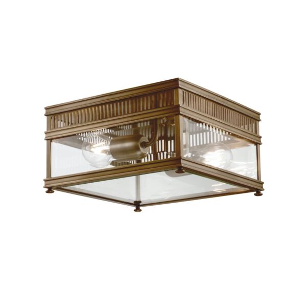 Elstead Lighting - Holborn - HOLBORN-F-DB - Dark Bronze Clear Glass 2 Light IP44 Coastal Resistant Outdoor Ceiling Flush Light