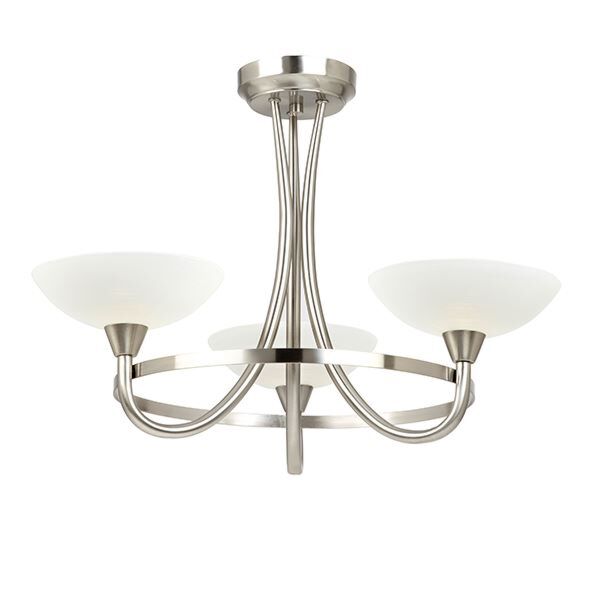 Endon Lighting - Cagney - CAGNEY-3SC - Chrome White Glass 3 Light Flush Ceiling Light