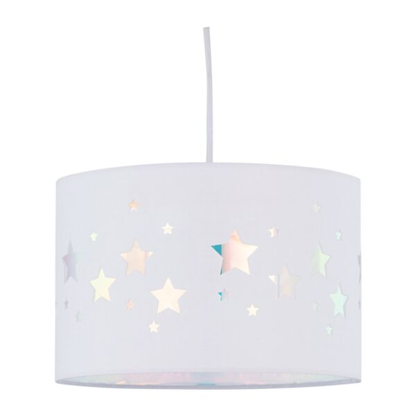 Clayton - White Easy Fit Fabric Pendant Shade with Star Cut Out