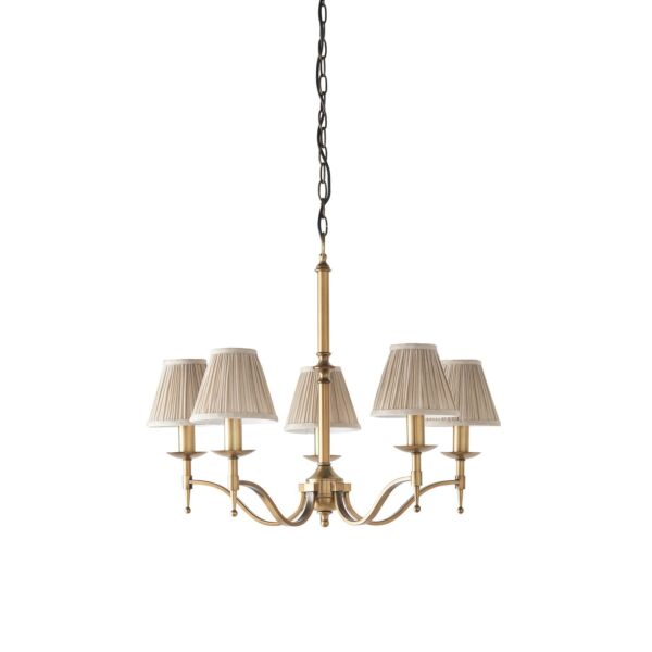 Interiors 1900 - Stanford - 63627 - Antique Brass Beige 5 Light Chandelier