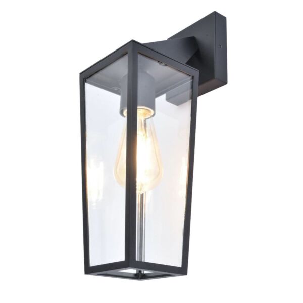 Lutec - Pine - 5296602012 - Black Clear Glass IP44 Outdoor Wall Light