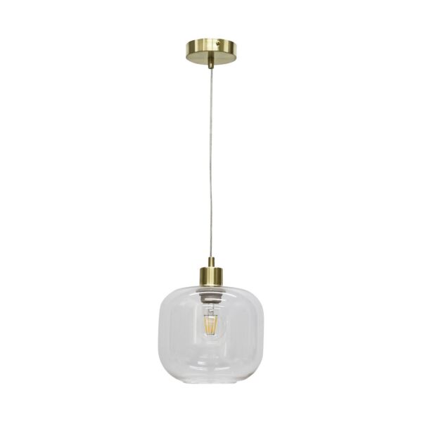 Bletch - Clear Glass with Satin Brass Pendant Fitting