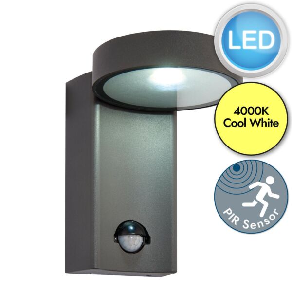 Saxby Lighting - Oreti - 67696 - LED Anthracite Clear Glass IP44 Outdoor Sensor Wall Light