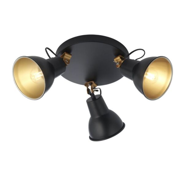 Brook - Matt Black Studio Style 3 Way Spot Light