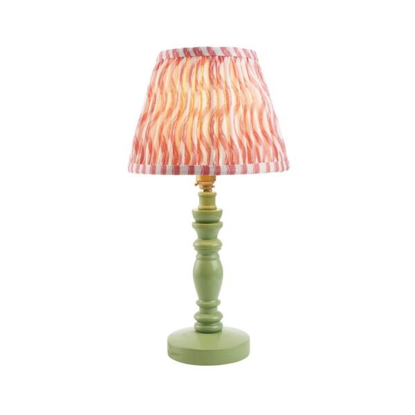 Endon Lighting - Bibury & Ripple 20cm - 115940 - Green Aged Brass Pink Table Lamp With Shade