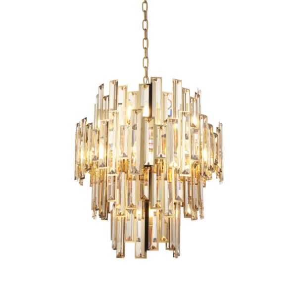 Swanson - Gold Champagne Crystal Glass 12 Light Chandelier