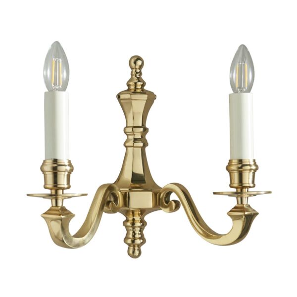 Interiors 1900 - Fenbridge - 72982 - Solid Brass Cream 2 Light Wall Light