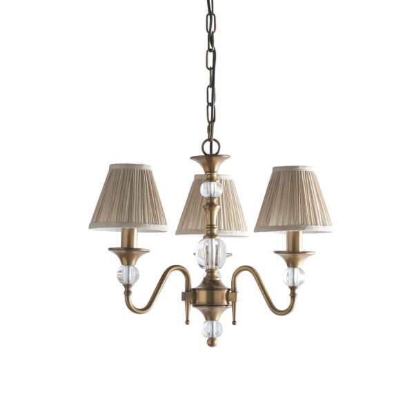 Interiors 1900 - Polina - 63586 - Antique Brass Beige 3 Light Chandelier