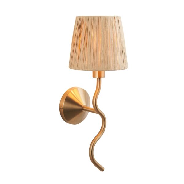 Endon Lighting - Wriggle - 114227 - Aged Brass Natural Raffia Wall Light