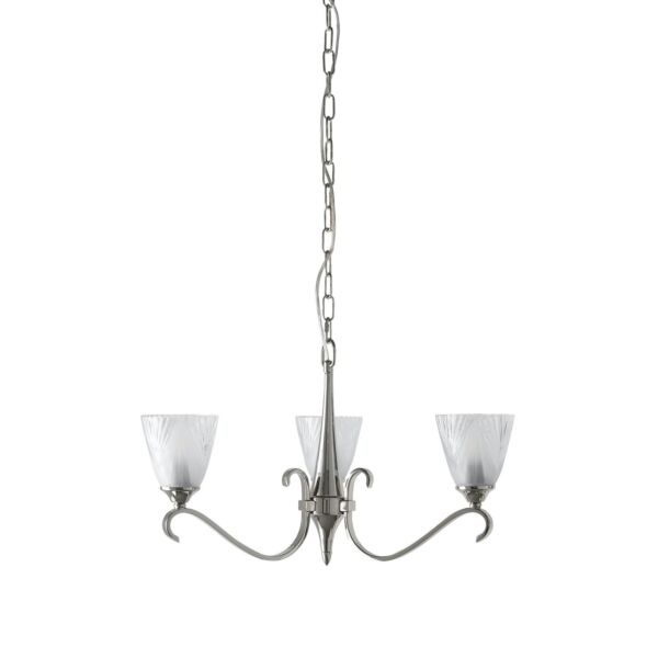 Interiors 1900 - Columbia - 63440 - Nickel Clear Frosted Glass 3 Light Ceiling Pendant Light