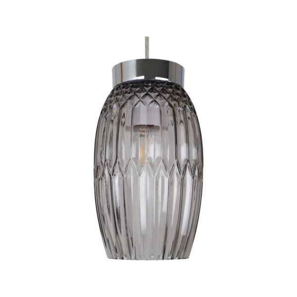 Facet - Chrome with Smoke Faceted Glass Pendant Shade