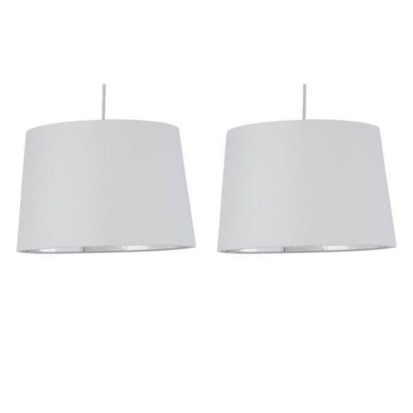 Set of 2 Zoey - White with Silver Inner Easy Fit Pendant or Lamp Shades