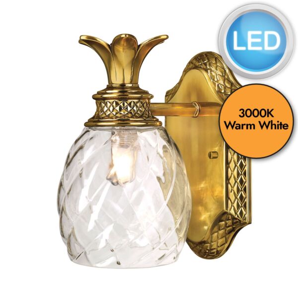 Hinkley Lighting - Plantation - HK-PLANTATION1-BATH-BB - LED Brass Clear Glass IP44 Bathroom Wall Light