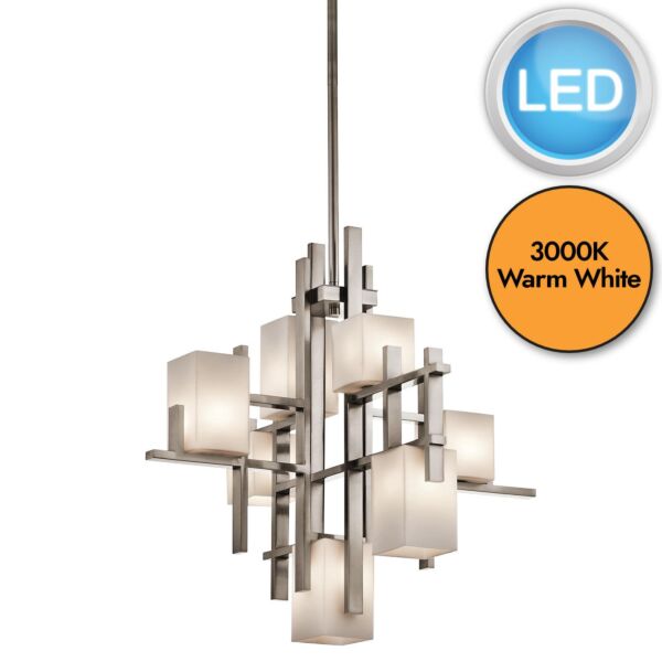 Kichler Lighting - City Lights - KL-CITY-LIGHTS7A - LED Pewter Opal Glass 7 Light Ceiling Pendant Light